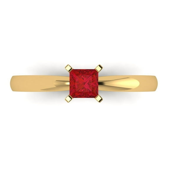 Solitaire Engagement Ring for Women - 0.5ct Simulated Ruby in 14K Yellow Gold Promise Ring