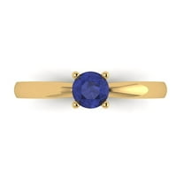 Solitaire Engagement Ring for Women - 0.5ct Simulated Tanzanite in 18K Yellow Gold Promise Ring
