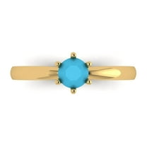 Solitaire Engagement Ring for Women - 0.5ct Simulated Turquoise in 18K Yellow Gold Promise Ring
