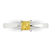 Solitaire Engagement Ring for Women - 0.5ct Simulated Yellow Diamond in 18K White Gold Promise Ring