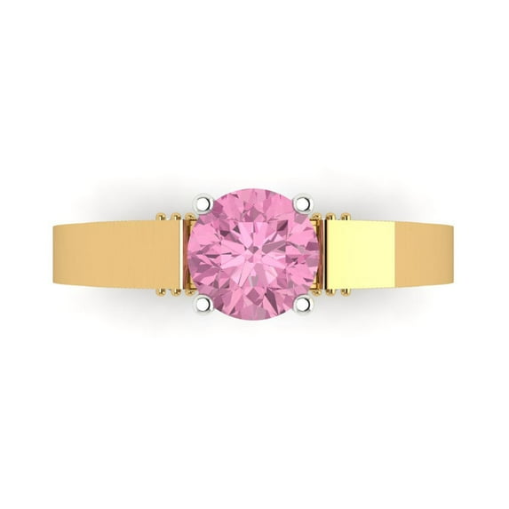 Solitaire Engagement Ring for Women - 1.06ct Simulated Pink Diamond in 14K Yellow/White Gold Promise Ring