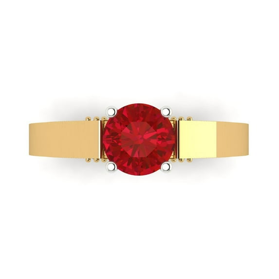 Solitaire Engagement Ring for Women - 1.06ct Simulated Ruby in 14K Yellow/White Gold Promise Ring