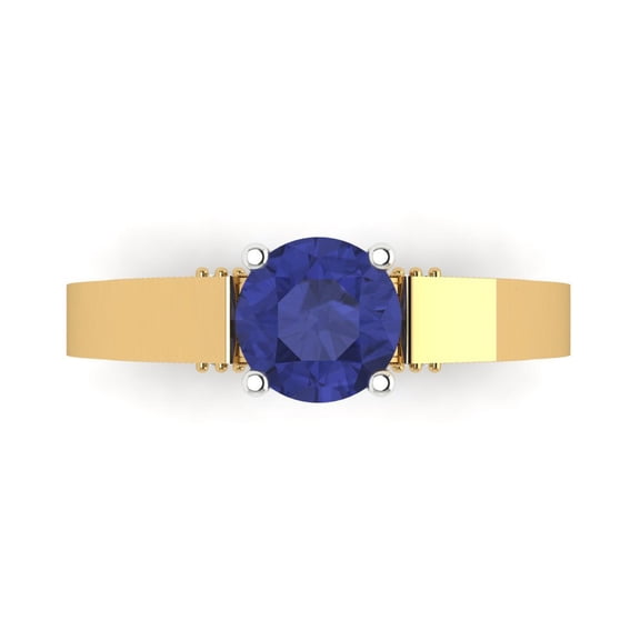 Solitaire Engagement Ring for Women - 1.06ct Simulated Tanzanite in 14K Yellow/White Gold Promise Ring