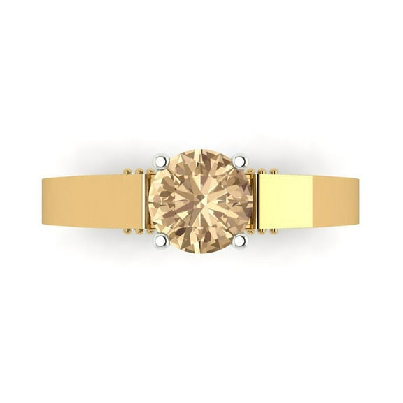 Solitaire Engagement Ring for Women - 1.06ct Yellow Moissanite in 18K Yellow/White Gold Promise Ring