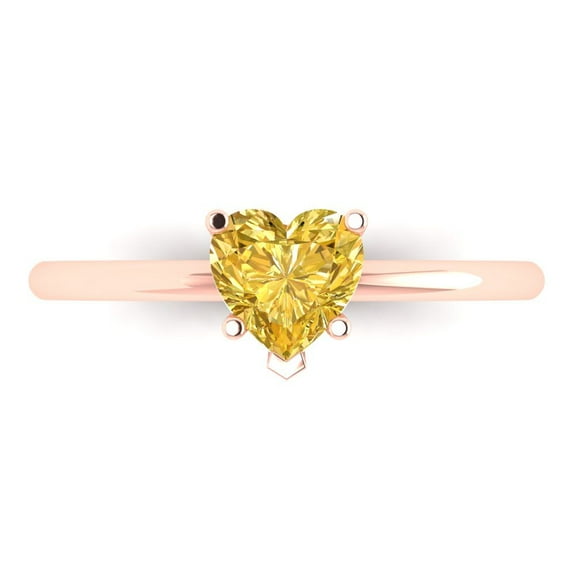 Solitaire Engagement Ring for Women - 1.25ct Natural Citrine in 14K Rose Gold Promise Ring