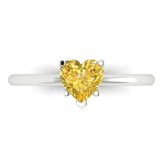 Solitaire Engagement Ring for Women - 1.25ct Natural Citrine in 14K White Gold Promise Ring