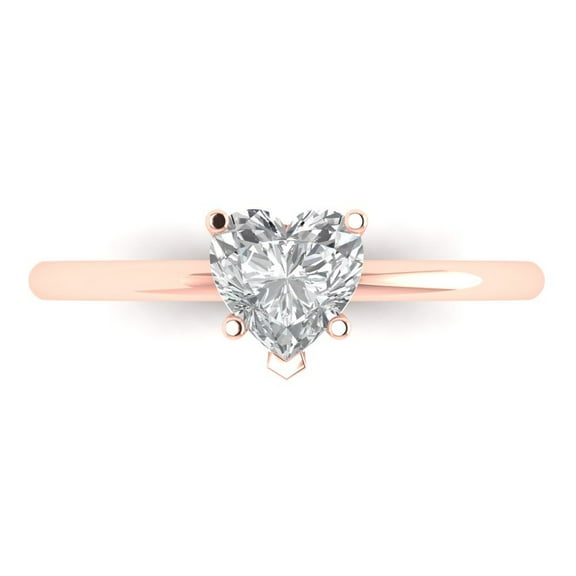 Solitaire Engagement Ring for Women - 1.25ct Simulated Diamond in 14K Rose Gold Promise Ring
