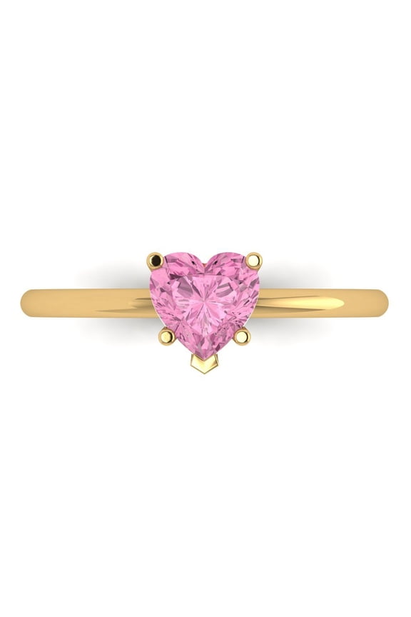 Solitaire Engagement Ring for Women - 1.25ct Simulated Pink Diamond in 14K Yellow Gold Promise Ring