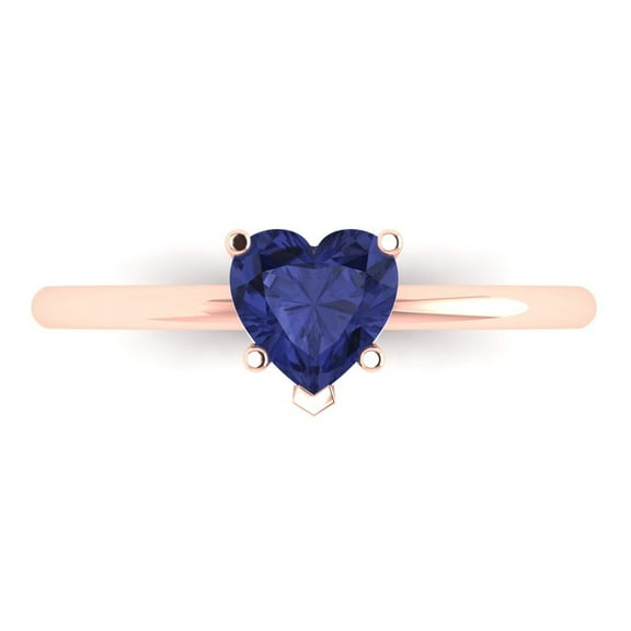 Solitaire Engagement Ring for Women - 1.25ct Simulated Tanzanite in 18K Rose Gold Promise Ring