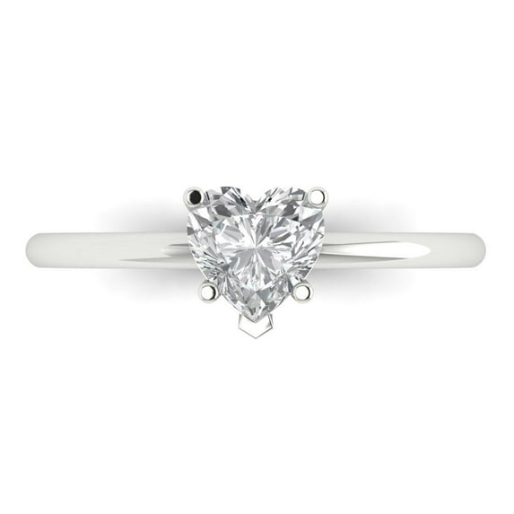 Solitaire Engagement Ring for Women - 1.25ct White Sapphire in 14K White Gold Promise Ring