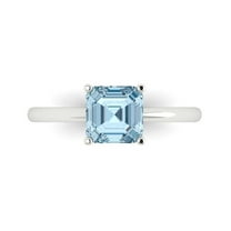 Solitaire Engagement Ring for Women - 1.5ct Natural Aquamarine in 18K White Gold Promise Ring