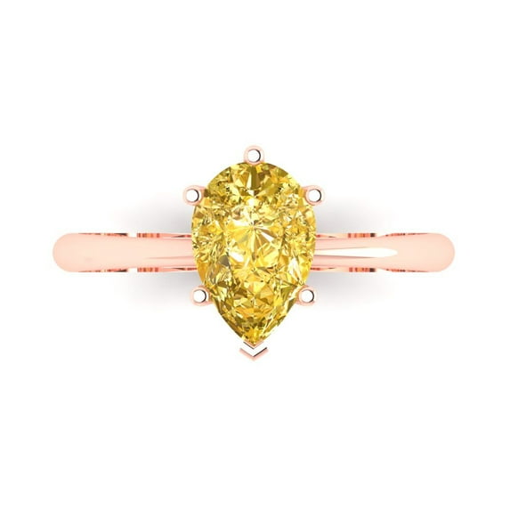 Solitaire Engagement Ring for Women - 1.5ct Natural Citrine in 14K Rose Gold Promise Ring