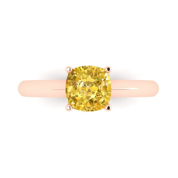Solitaire Engagement Ring for Women - 1.5ct Natural Citrine in 14K Rose Gold Promise Ring