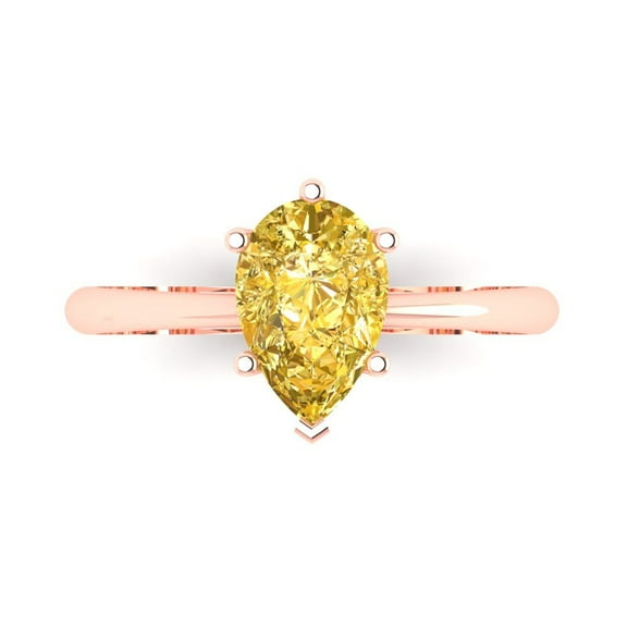 Solitaire Engagement Ring for Women - 1.5ct Natural Citrine in 18K Rose Gold Promise Ring