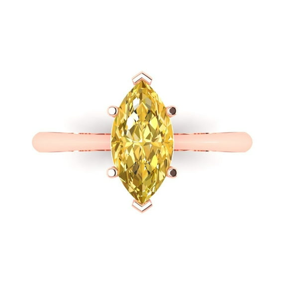 Solitaire Engagement Ring for Women - 1.5ct Natural Citrine in 18K Rose Gold Promise Ring