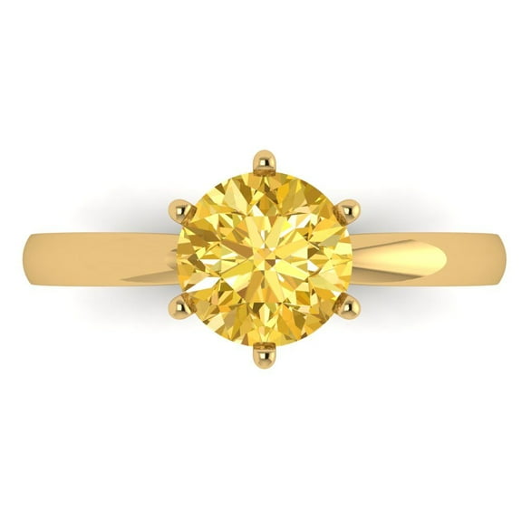 Solitaire Engagement Ring for Women - 1.5ct Natural Citrine in 18K Yellow Gold Promise Ring