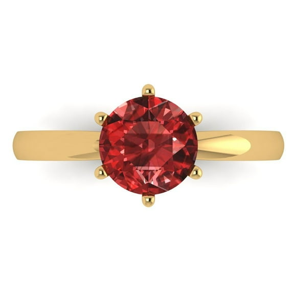 Solitaire Engagement Ring for Women - 1.5ct Natural Garnet in 14K Yellow Gold Promise Ring