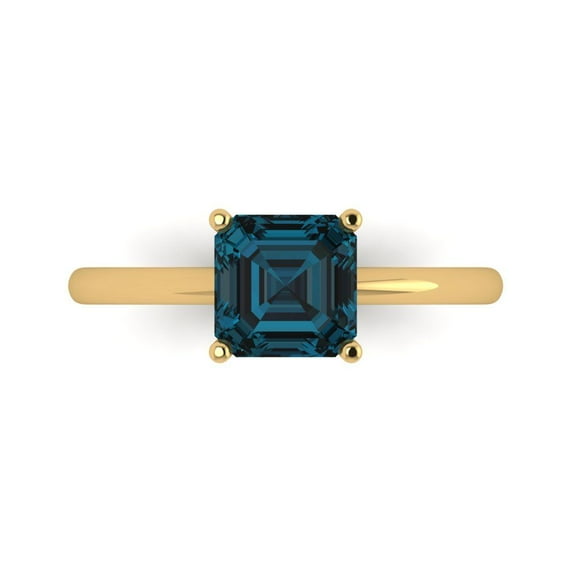 Solitaire Engagement Ring for Women - 1.5ct Natural London Blue Topaz in 18K Yellow Gold Promise Ring