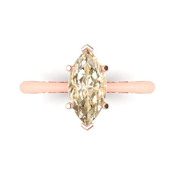 Solitaire Engagement Ring for Women - 1.5ct Natural Morganite in 14K Rose Gold Promise Ring