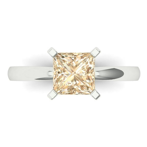 Solitaire Engagement Ring for Women - 1.5ct Natural Morganite in 14K White Gold Promise Ring