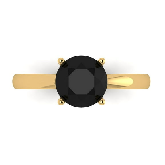 Solitaire Engagement Ring for Women - 1.5ct Natural Onyx in 14K Yellow Gold Promise Ring