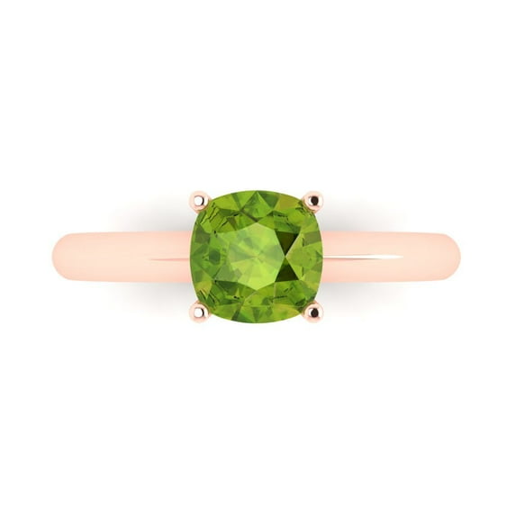 Solitaire Engagement Ring for Women - 1.5ct Natural Peridot in 14K Rose Gold Promise Ring