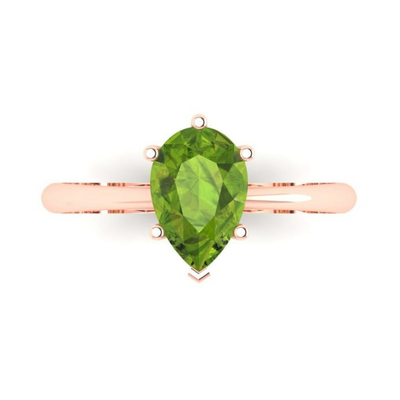 Solitaire Engagement Ring for Women - 1.5ct Natural Peridot in 14K Rose Gold Promise Ring