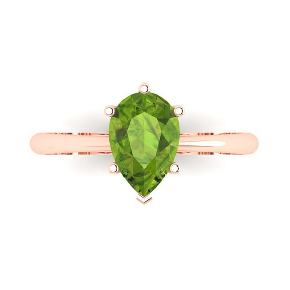 Solitaire Engagement Ring for Women - 1.5ct Natural Peridot in 14K Rose Gold Promise Ring