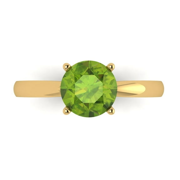 Solitaire Engagement Ring for Women - 1.5ct Natural Peridot in 14K Yellow Gold Promise Ring
