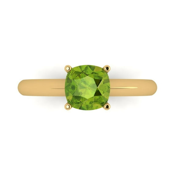 Solitaire Engagement Ring for Women - 1.5ct Natural Peridot in 14K Yellow Gold Promise Ring