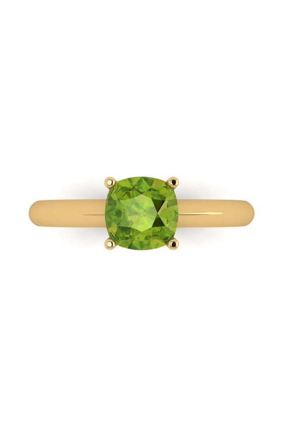 Solitaire Engagement Ring for Women - 1.5ct Natural Peridot in 14K Yellow Gold Promise Ring