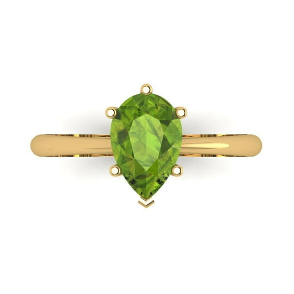 Solitaire Engagement Ring for Women - 1.5ct Natural Peridot in 14K Yellow Gold Promise Ring