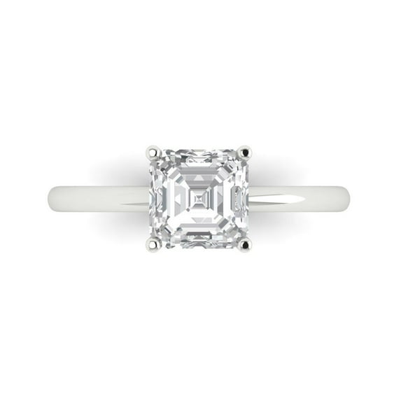 Solitaire Engagement Ring for Women - 1.5ct Simulated Diamond in 14K White Gold Promise Ring