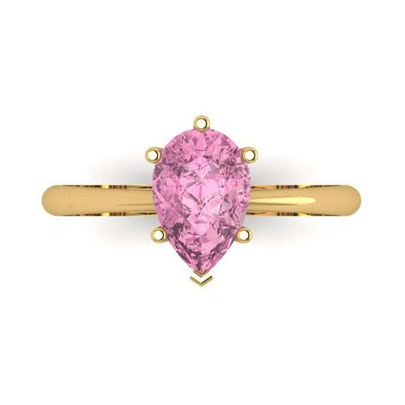 Solitaire Engagement Ring for Women - 1.5ct Simulated Pink Diamond in 14K Yellow Gold Promise Ring