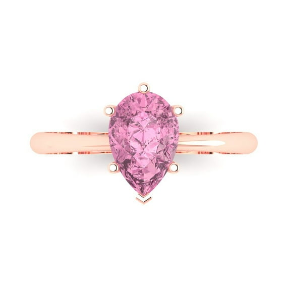 Solitaire Engagement Ring for Women - 1.5ct Simulated Pink Diamond in 18K Rose Gold Promise Ring