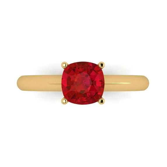 Solitaire Engagement Ring for Women - 1.5ct Simulated Pink Tourmaline in 14K Yellow Gold Promise Ring