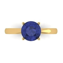 Solitaire Engagement Ring for Women - 1.5ct Simulated Tanzanite in 18K Yellow Gold Promise Ring