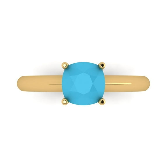 Solitaire Engagement Ring for Women - 1.5ct Simulated Turquoise in 14K Yellow Gold Promise Ring