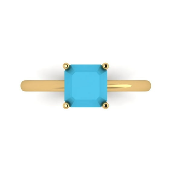 Solitaire Engagement Ring for Women - 1.5ct Simulated Turquoise in 18K Yellow Gold Promise Ring