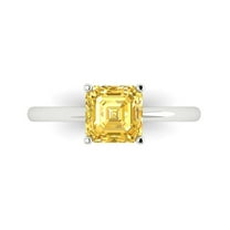 Solitaire Engagement Ring for Women - 1.5ct Simulated Yellow Diamond in 18K White Gold Promise Ring