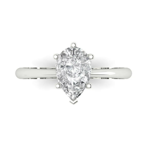 Solitaire Engagement Ring for Women - 1.5ct White Sapphire in 14K White Gold Promise Ring