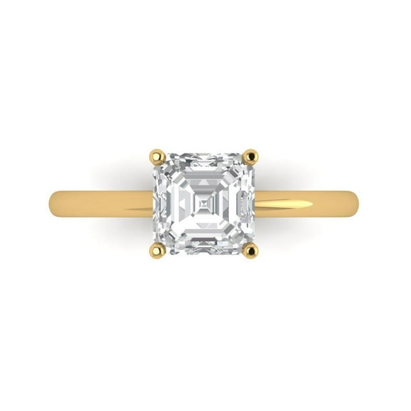Solitaire Engagement Ring for Women - 1.5ct White Sapphire in 14K Yellow Gold Promise Ring