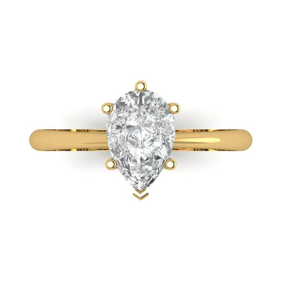 Solitaire Engagement Ring for Women - 1.5ct White Sapphire in 14K Yellow Gold Promise Ring
