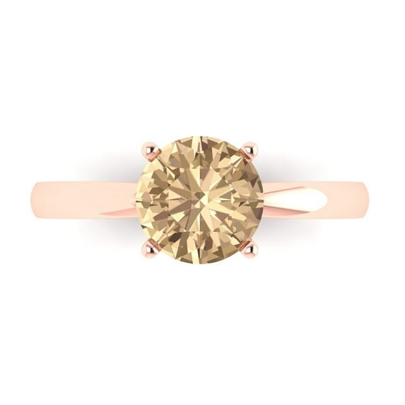 Solitaire Engagement Ring for Women - 1.5ct Yellow Moissanite in 14K Rose Gold Promise Ring