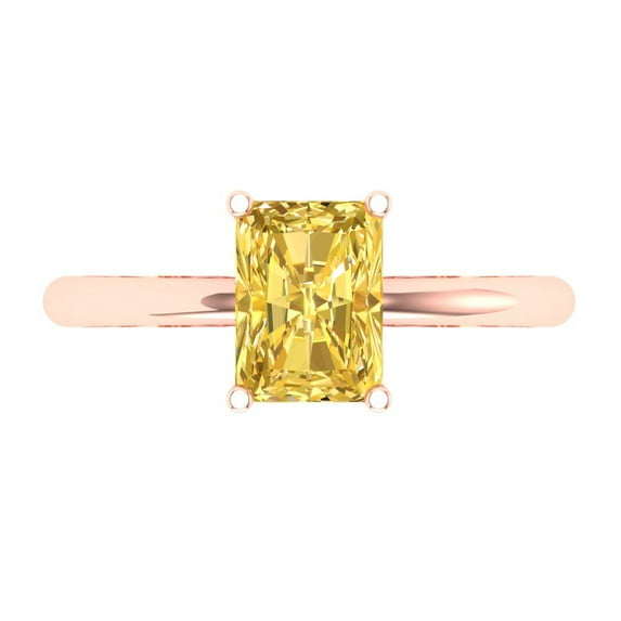Solitaire Engagement Ring for Women - 1.75ct Natural Citrine in 14K Rose Gold Promise Ring