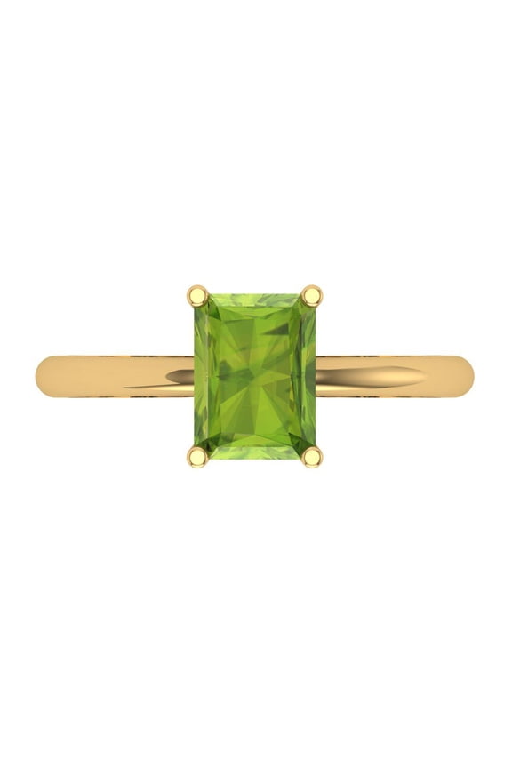 Solitaire Engagement Ring for Women - 1.75ct Natural Peridot in 14K Yellow Gold Promise Ring