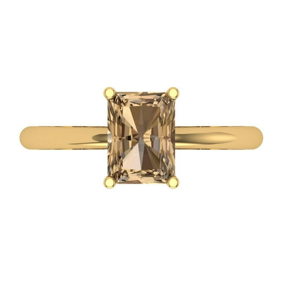 Solitaire Engagement Ring for Women - 1.75ct Simulated Champagne Diamond in 14K Yellow Gold Promise Ring