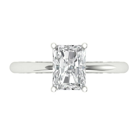 Solitaire Engagement Ring for Women - 1.75ct Simulated Diamond in 18K White Gold Promise Ring