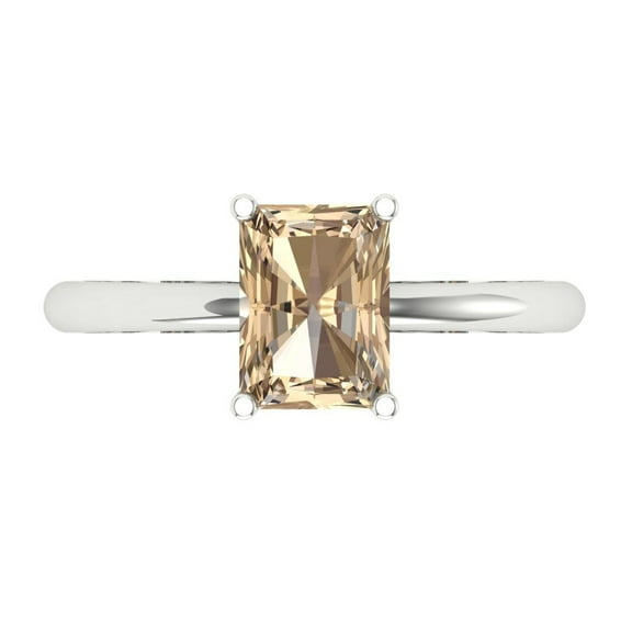 Solitaire Engagement Ring for Women - 1.75ct Yellow Moissanite in 14K White Gold Promise Ring