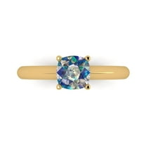 Solitaire Engagement Ring for Women - 1ct Blue Moissanite in 18K Yellow Gold Promise Ring